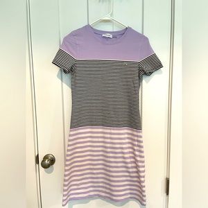 Calvin Klein Striped Lavender T-Shirt Dress SZ. XS